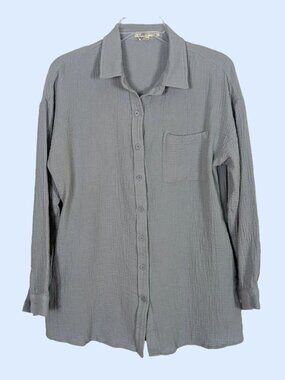 Camille & Co. long sleeve soft cotton crinkle material button up blouse S/M